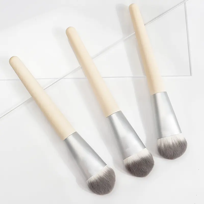 Soft Synthetic Fibre Beauty Tool Brush Powder Single Makeup Brush with Wood Handle