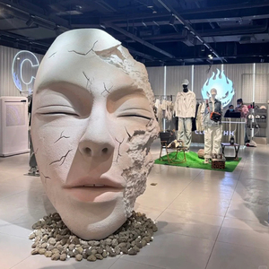 Tùy Chỉnh Hiện Đại Ngoài Trời Vườn Công Cộng Trang Trí Nội Thất Đúc Lớn Bề Mặt Con Người Nghệ Thuật Trừu Tượng Bức Tượng Khuôn Mặt Con Người Điêu Khắc Sợi Thủy Tinh - Product Image 3