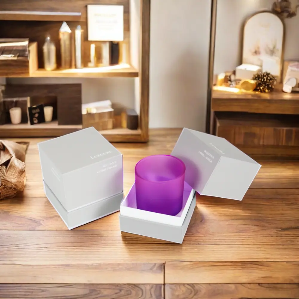 Crown win empty square paper cosmetic candle packaging gift box vessel with lid and box for small business gift pack paper boxes