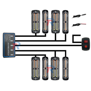 12 <strong>LED</strong> <strong>X</strong> 4 PCs + <strong>24</strong> <strong>LED</strong> <strong>X</strong> 4 PCs Grille Flashing Light 8LED Side Marker Caution Light for Construction Vehicle W/ Synchronization