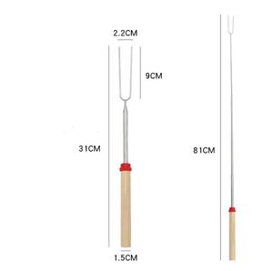 Tùy Chỉnh Bộ Marshmallow Rang Gậy Kính Thiên Văn SMores Thịt Nướng BBQ Stick Hot Dog Ngã Ba Với Tay Cầm Bằng Gỗ 31Inch - Product Image 2
