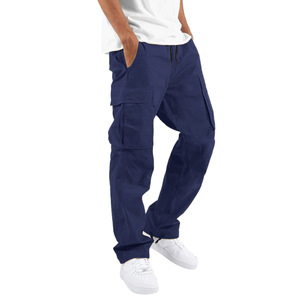 Calças cargo personalizadas masculinas, fitness, com bolsos, de algodão, casual