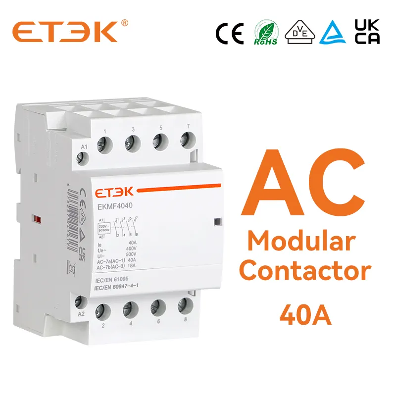 ETEK EKMF 4P 40A 4NO סליל 230VAC מסילת Din AC מגעון אוטומטי בקרת סוג מודולרי מגעון