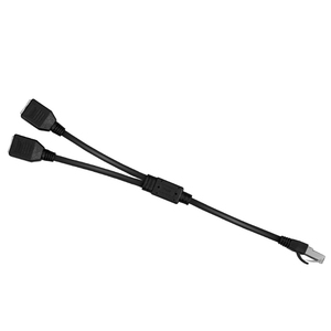 Porta de soquete LAN Ethernet Rede Splitter Y Cabo Adaptador RJ45 1 Macho para 2 Fêmea 0.3m Gato Preto 5e Unshielded Twisted Pair
