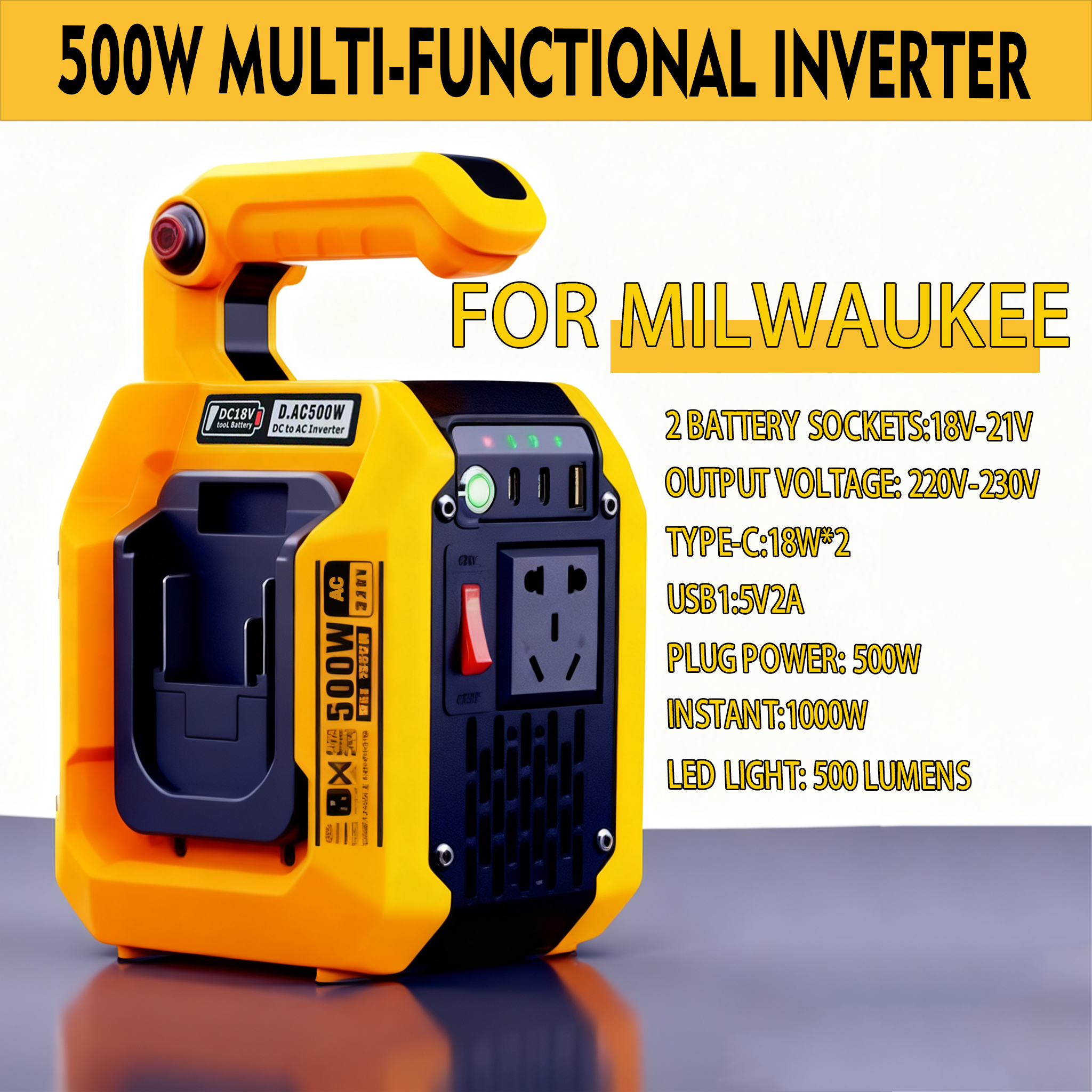Yellow---For Milwaukee Battery 220V