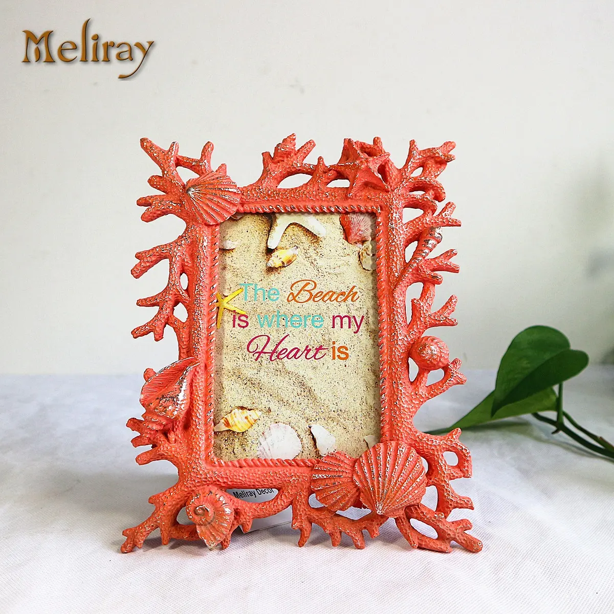 Souvenir 4x6 ''Corallo Photo Frame 5x7'' Cornice In Resina Con Shell Decorazione e La Casa decorazione Scultura