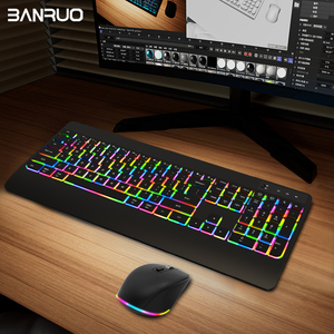 104 Keys Bluetooth Rechargeable RGB Backlit Wireless <strong>Keyboard</strong> and <strong>Mouse</strong> with Tablet <strong>Computer</strong> <strong>Keyboard</strong> and <strong>Mouse</strong> with Palm Rest - Product Image 3