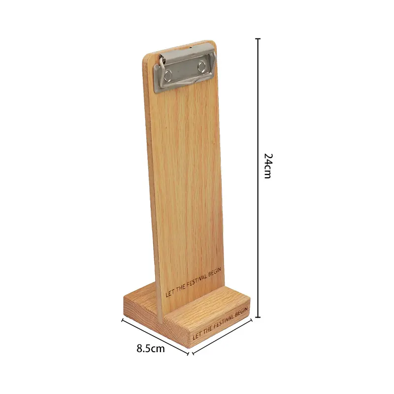 FSC&BSCI OEM Wooden Table Menu Display Stand holder with Clipboards