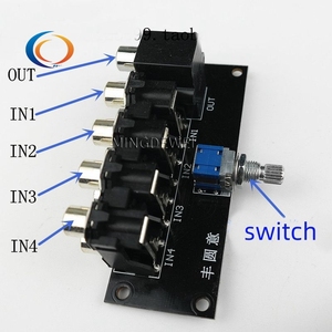 Interruptor de señal de Audio, placa de selección de entrada RCA, fuente de Audio de 4 vías, Selector de relé de señal, placa de conmutación para cine en casa