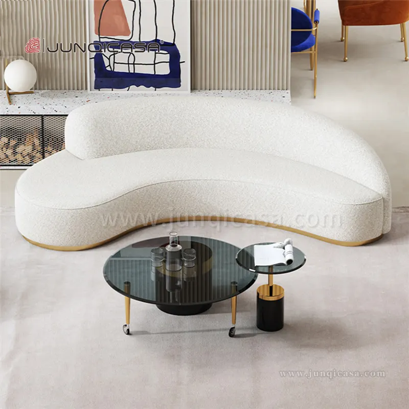 Sofás seccionales de terciopelo blanco europeo, muebles semicirculares para recepción de Hotel, sala de estar