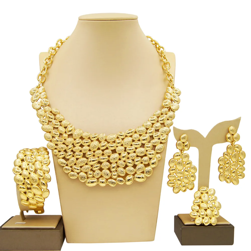 Yulaili Set di gioielli con placcatura in oro italiano di alta qualità collana con bracciale Set di gioielli da 4 pezzi accessori per costumi quotidiani da donna