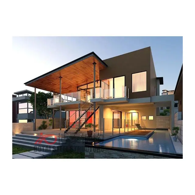 Struktur Fertighäuser Villa Leichtstahl Luxus modern Schlussverkauf kundenspezifische vorgefertigte Villa Online technischer Support T/T
