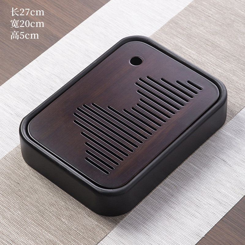 Walnut-colored bamboo inkstone tea tray, 27*20*5CM