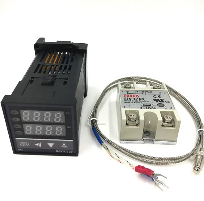 REX-C100 Digitale PID Regolatore di Temperatura del Termostato SSR Relè di uscita + Max.40A SSR + K Termocoppia Sonda RKC