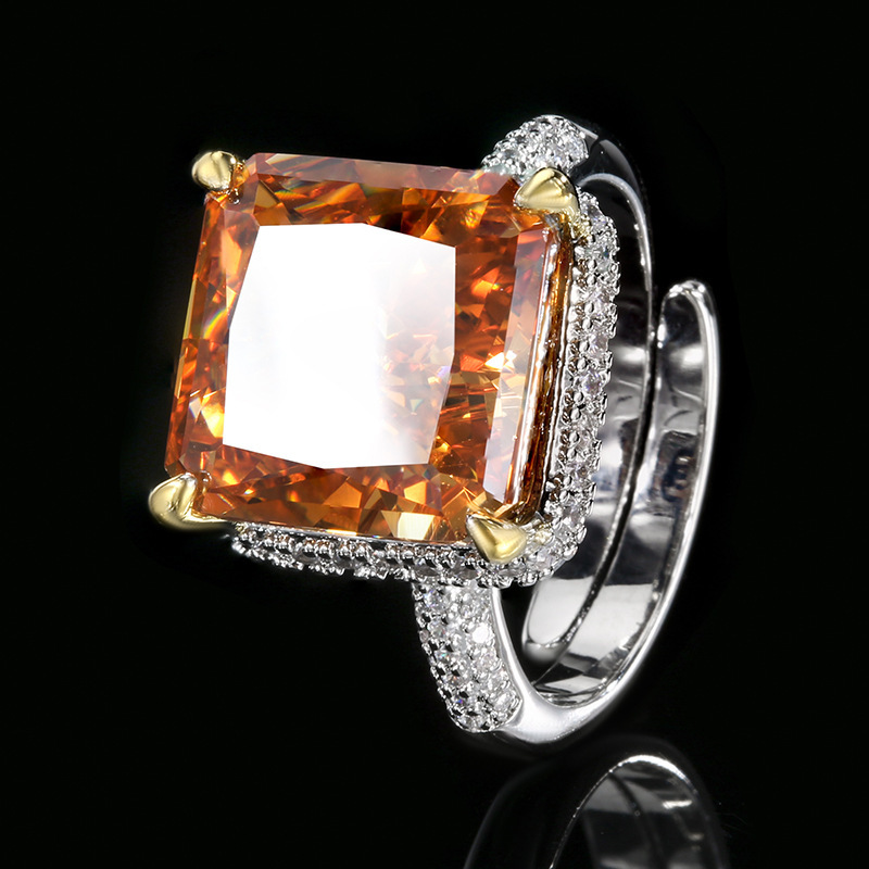 Bague champagne taille ouverte, coupe Fleur de Glace