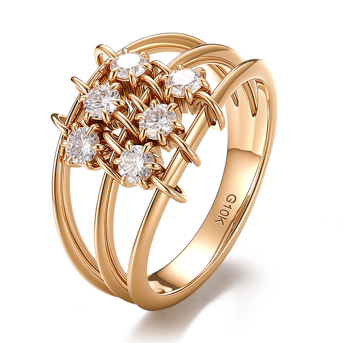 แหวนเพชรแล็บทองแท้ 14K แข็งแรงทนทาน