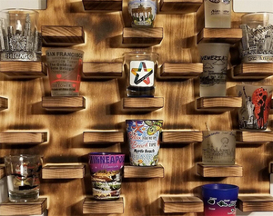 Mộc Mạc 48 khoang Wall Mount pint kính bóng Hộp Thanh tủ bộ sưu tập freestanding gỗ bắn kính hiển thị trường hợp - Product Image 4