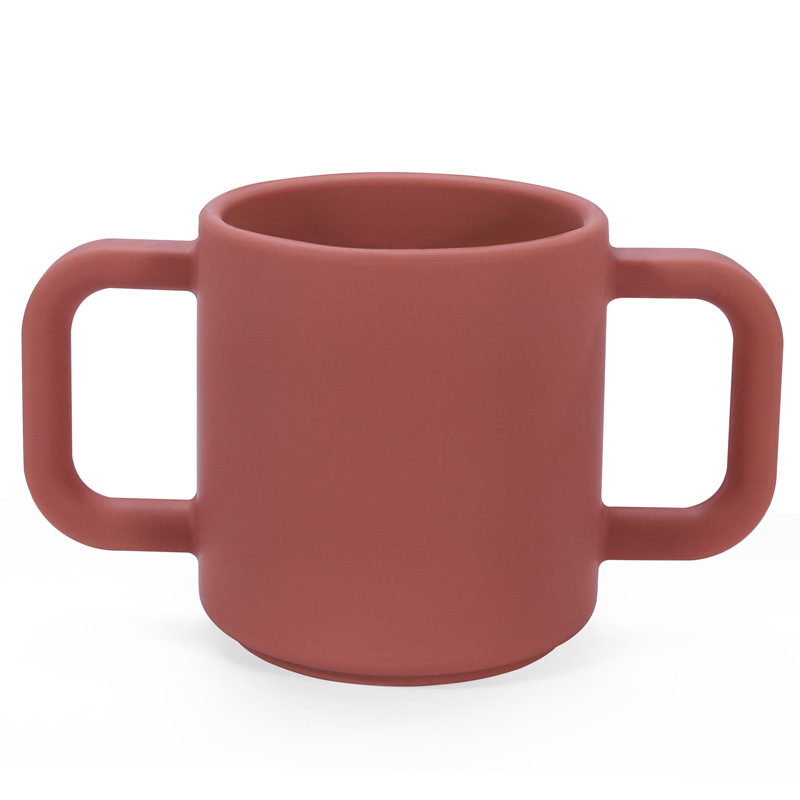 Training water bottle with handle - brick red