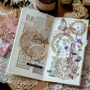 10pcs/pack Floating Flower Series Artistic Retro Landscape Hollow <strong>Notebook</strong> DIY Decorative Base Paper Scrapbooking Cards <strong>Notepad</strong> - Product Image 3