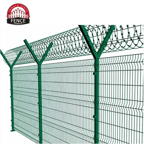 Anti-salita Anti-recinzione tagliata sostenibile rete metallica saldata recinzione di sicurezza aeroportuale con filo spinato