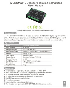 32 Kanal 96A RGBW DMX 512 LED Decoder Controller LED Dimmer DC5-24V RGBW RGB LED Licht 72A DMX Decoder