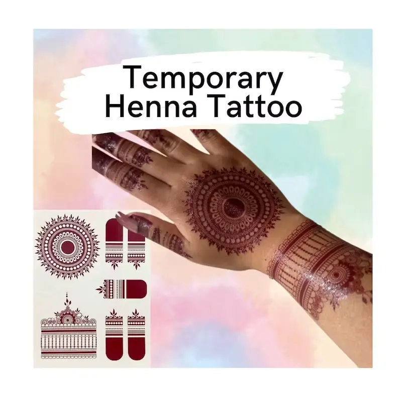 Atacado Índia Henna Tatuagem Etiqueta Transferência Impressão Criativa Mão Voltar Médio Oriente Branco Brown Etiqueta tatuagem