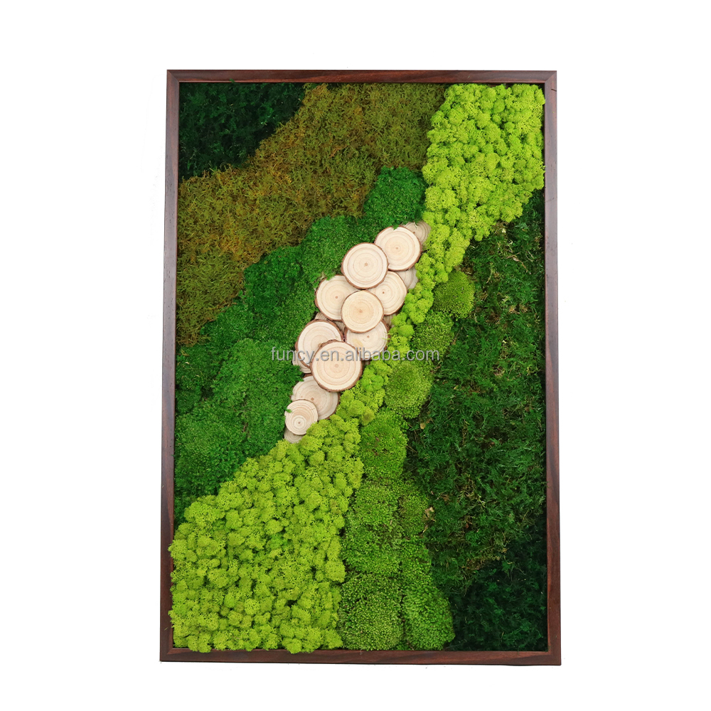 60X90 cm wood piece green moss