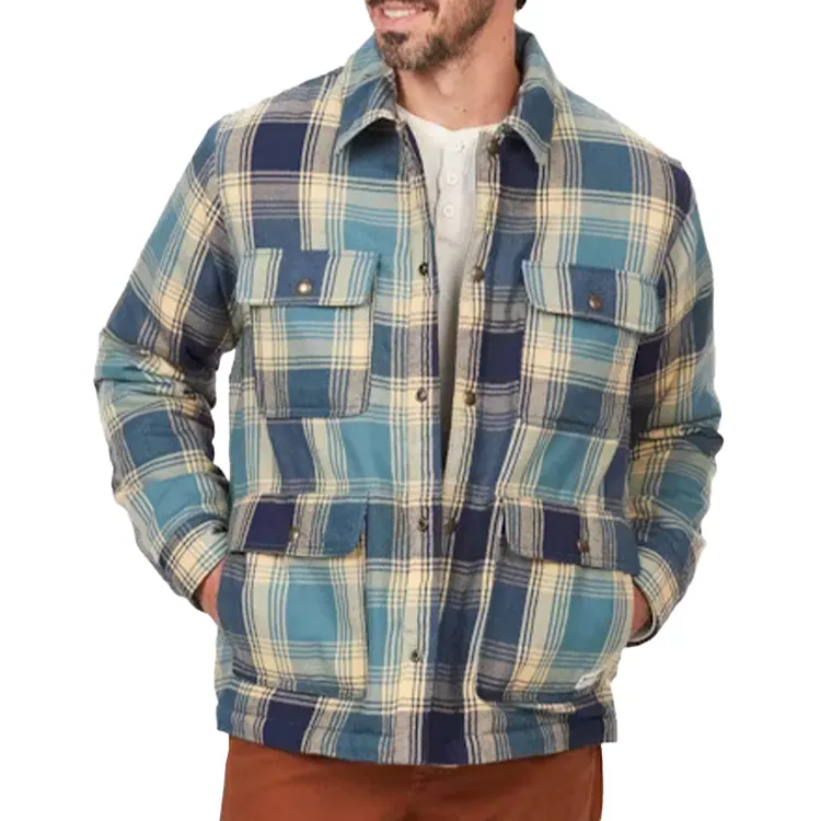 Nueva llegada 100% algodón hombres de gran tamaño a cuadros Camisa de franela hombres chaqueta