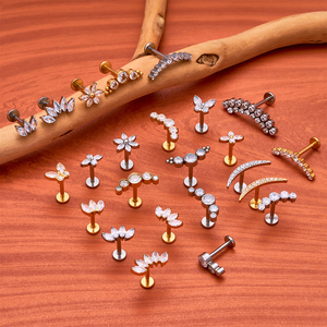 תכשיטי manwei ASTM-F136 זירקון פירסינג דה טיטניו טרגלוס סליל האונה קת העגיל גב שטוח עגילי חוט פנימי - Product Image 2