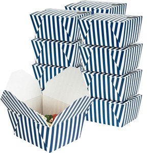 Gıda kapları dayanıklı paket kutuları tek kullanımlık çizgili kağıt 30 ons paket dikdörtgen teslimat götürmek gıda konteyner kutusu - Product Image 1