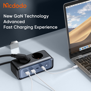 Mcdodo 461 70W PPS 6コンセントEUマルチ高速タイプCパワーストリップ延長2 ACコンセントと4 USB充電ポート