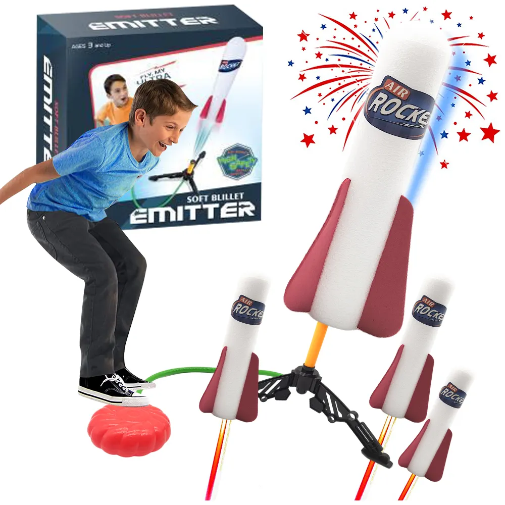 Rocket Launcher With 4 Foam Rockets Outdoor Games Play Toys For Kids