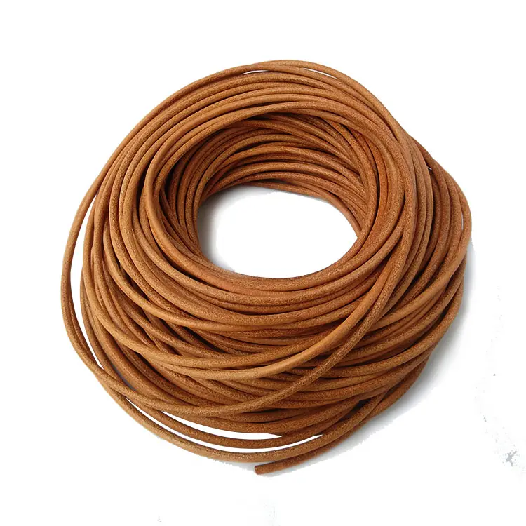 Atacado 1mm 2mm a 8mm cor marrom natural redondo cordão de couro genuíno para fazer pulseira