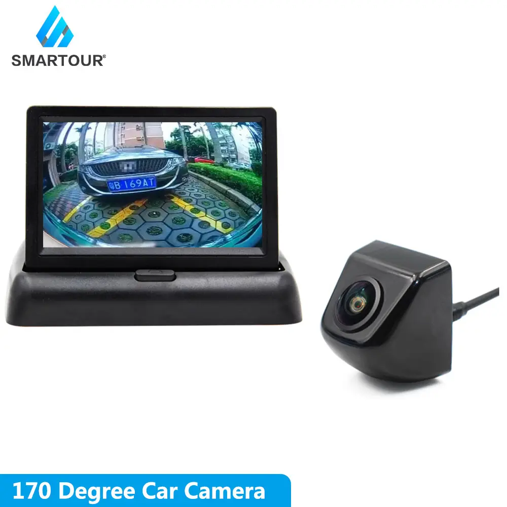 Smartour TFTLCDスクリーン4.3インチカーミラーモニター170度魚眼レンズ逆駐車ナイトビジョンバックアップカメラ