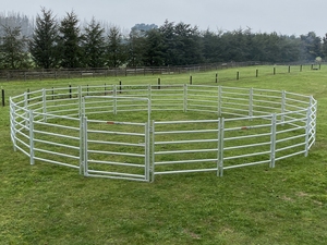 ヘビーデューティポータブル亜鉛メッキ金属鋼6レール馬ラウンドペンフェンスパネル馬囲いヤードフェンシング