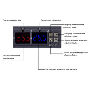 STC-3008 STC 3008 Dual Digital <strong>Temperature</strong> <strong>Controller</strong> Two Relay <strong>Output</strong> 12V 24V 220V Thermoregulator Thermostat Stc3008