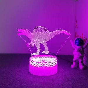 Dinozor serisi renkli 3D gece lambası dokunmatik uzaktan kumanda LED yaratıcı noel hediyesi 3D masa lambası - Product Image 5