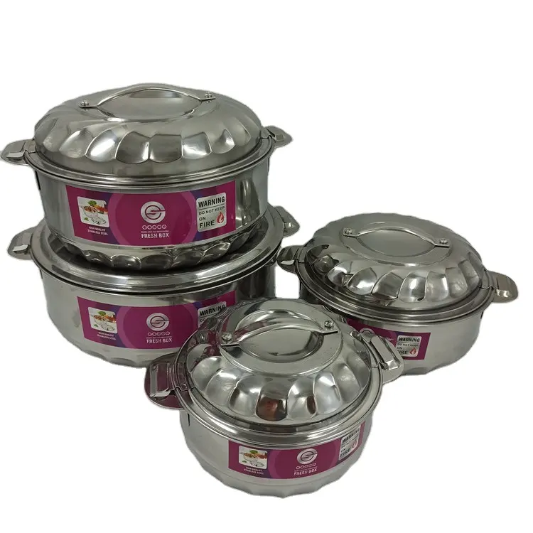 Esclusivo 4 Pcs In Acciaio Inox Casseruola Scaldavivande Container Set Isolato Piatto Caldo Contenitore di Stoccaggio