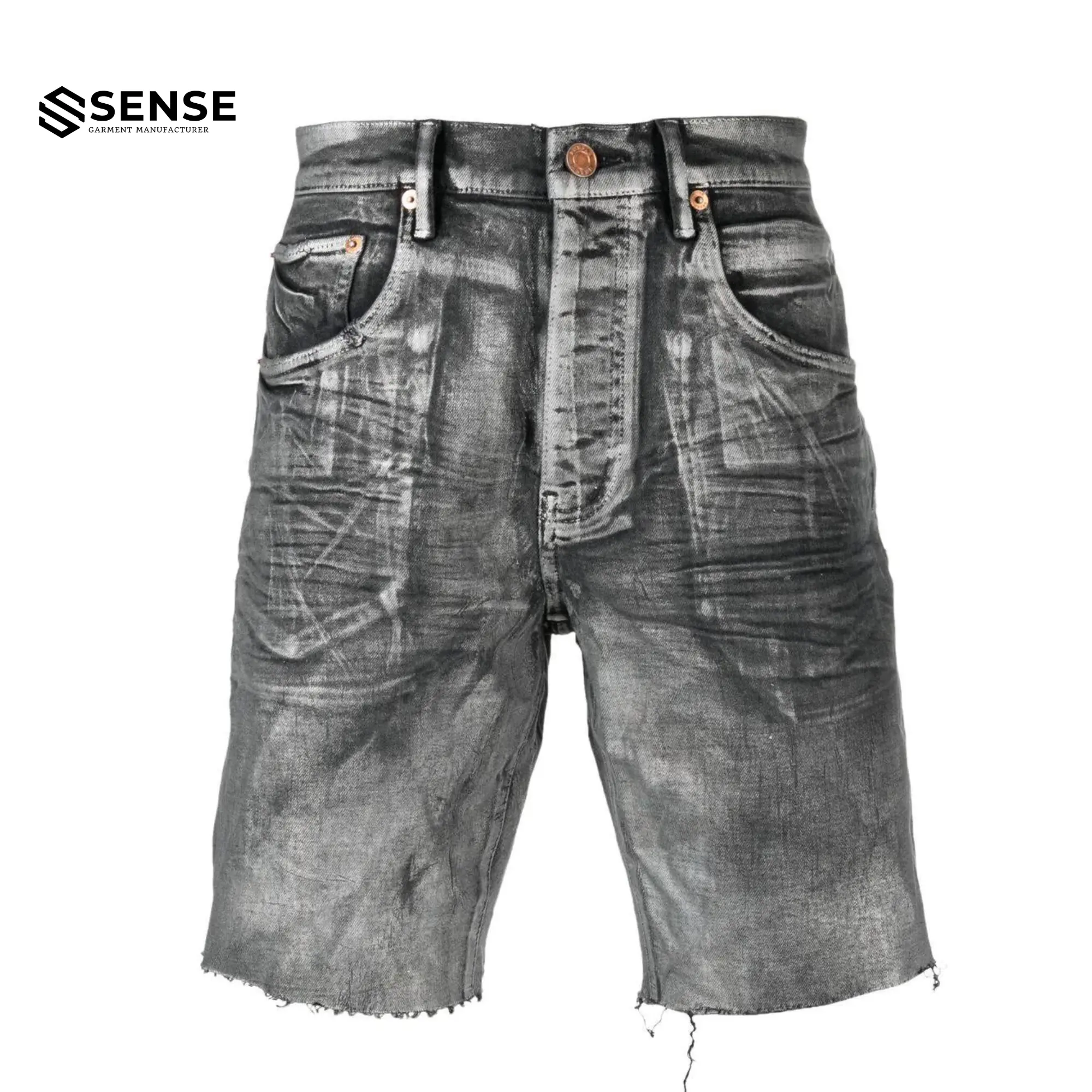 SENSE Custom High Street Hip Hop Sliver Foiled Wax Hombres Pantalones cortos