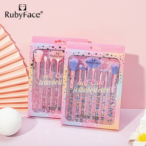 Rubyface pink Blue Makeup <strong>Brushes</strong> Kit <strong>7</strong> <strong>Pcs</strong> with Box High Quality <strong>Brushes</strong> Set for Powder Eyeshadow Blush Foundation Makeup Tools - Product Image 2