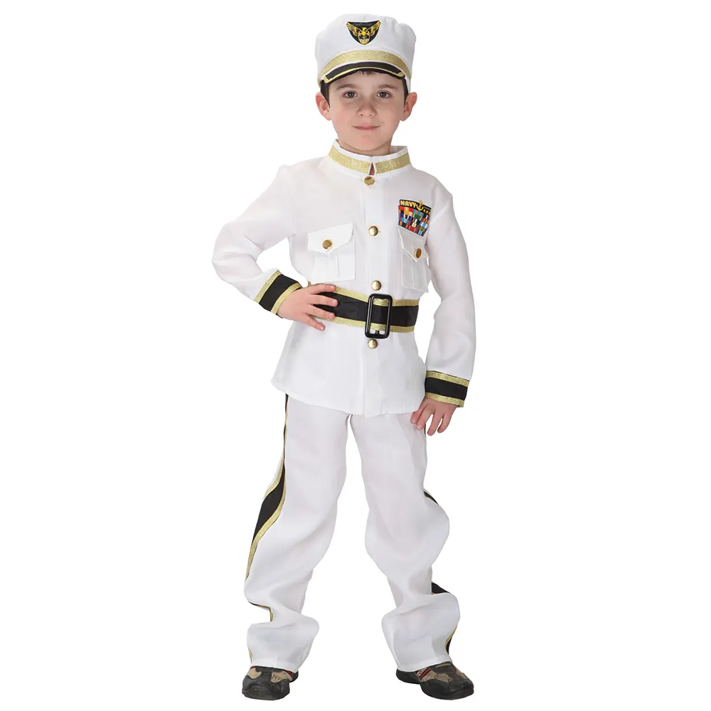 Fantasia de Halloween para meninos, uniforme policial de almirante da marinha, fantasia de dramatização, cosplay