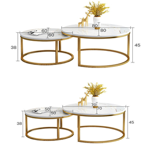 Bent Black Gold Metal Side Glass Marble Stone Mdf Wood Contemporary Round Nesting Coffee <strong>Table</strong> Nest of <strong>3</strong> <strong>Table</strong> <strong>Set</strong> Nesting <strong>Table</strong> - Product Image 4