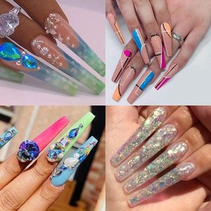 Hiçbir C eğrisi kare tırnak Tips çları-hayır C eğrisi uzun tırnak uçları-yimart 504 adet hiçbir C eğrisi XXXL kare düz yanlış Nail İpuçları whosale - Product Image 5
