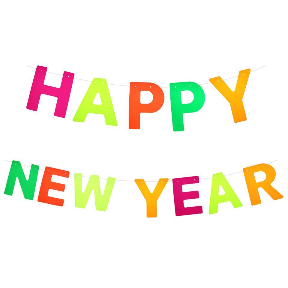 Bannière HAPPY NEW YEAR colorée en néon-1pc