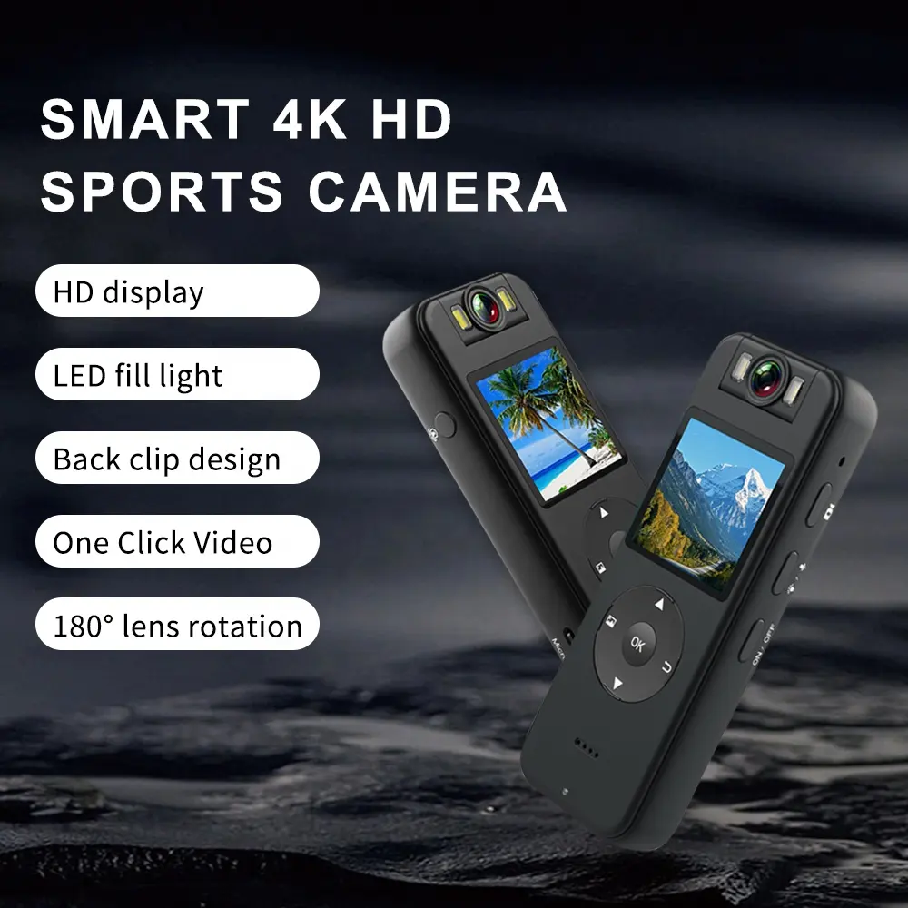 2024 New Record Camera 4K HD Smart Camera Wireless Security Camcorders 180 degree body worn wifi Video Recorder