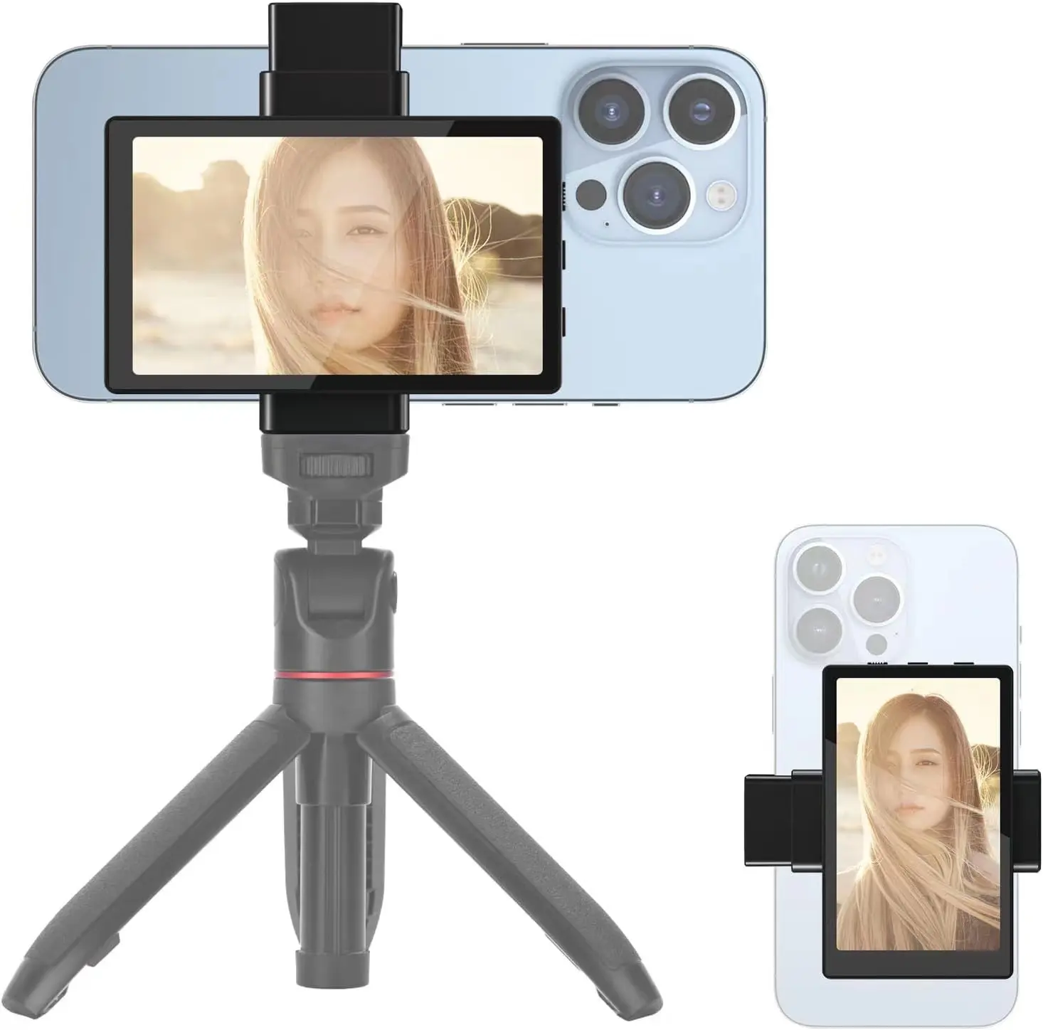 KingMa Vlog Selfie-Monitor Bildschirm magnetische Telefonhalterung Clip-Halterung kompatibel Telefon Vlog Selfie-Monitor Bildschirm mit iPhone