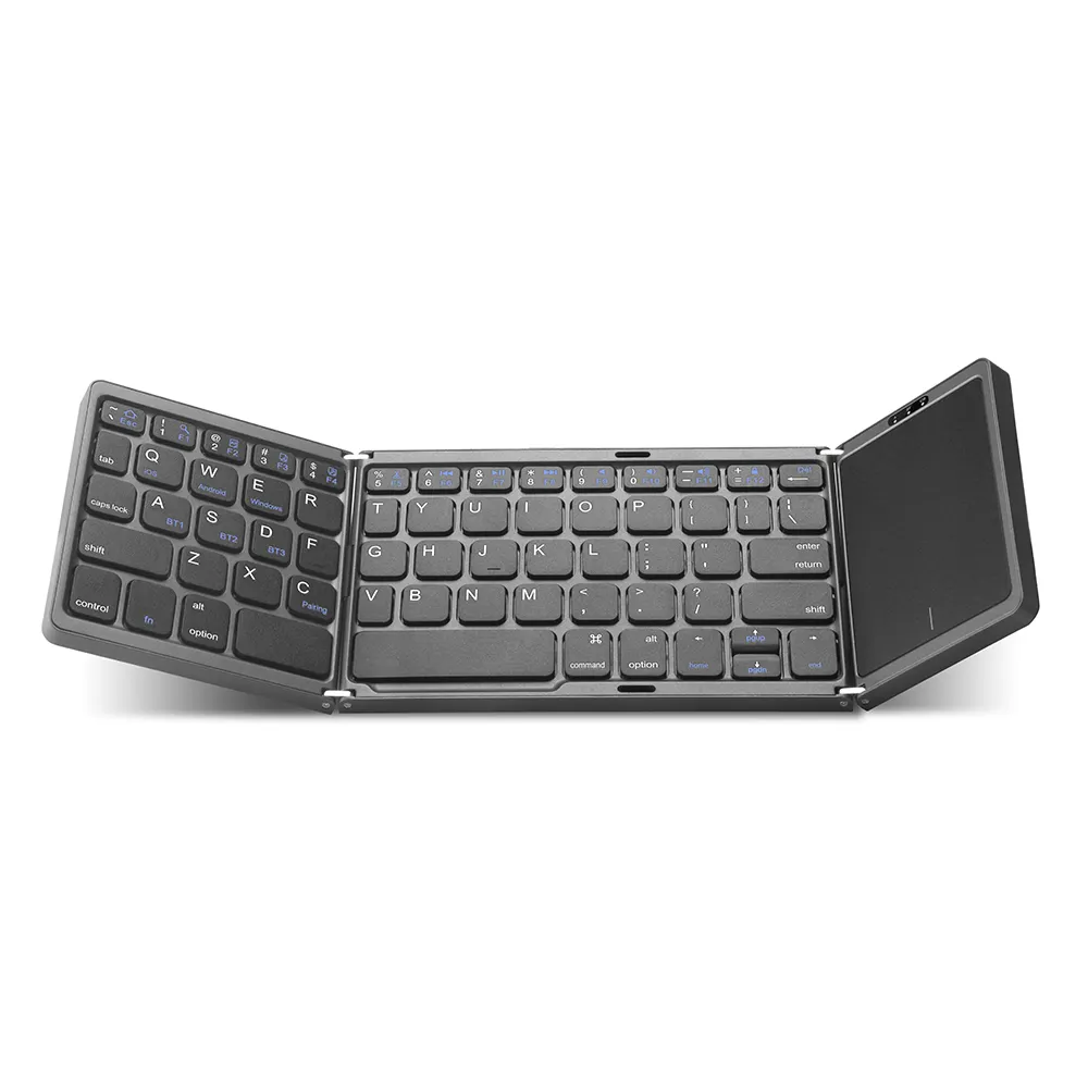 B089T Keyboard nirkabel, papan ketik optik gigi biru Universal dapat dilipat untuk Tablet Mouse Touchpad untuk PC