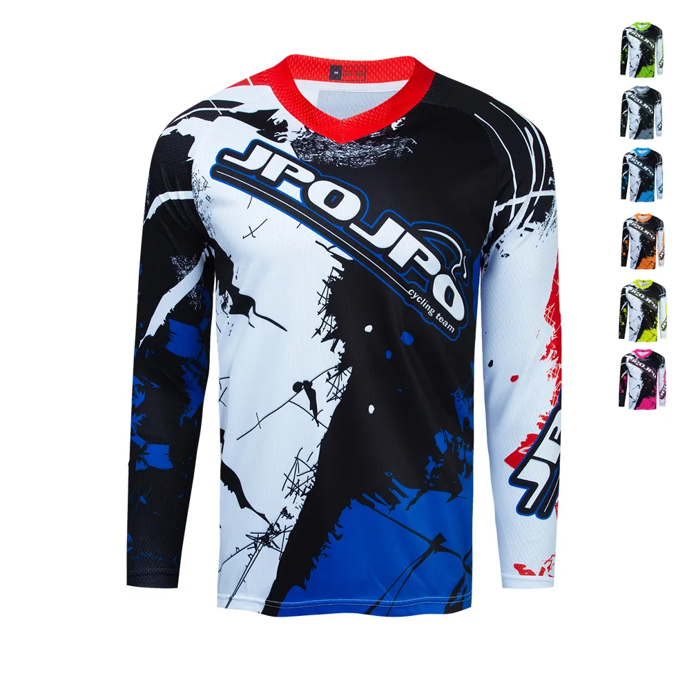 Jersey Lengan Panjang Pria, Baju Atasan Bersepeda MTB Motor Pakaian Luar Ruangan Motocross DH