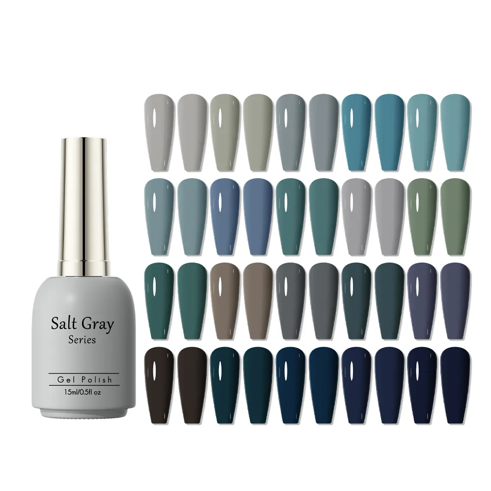 Profesional Hema Free Gel Polish Grey Series 15ml Nail Gel Polish Salon Custom Logo Uv Gel Polishes para mujeres Nail Art