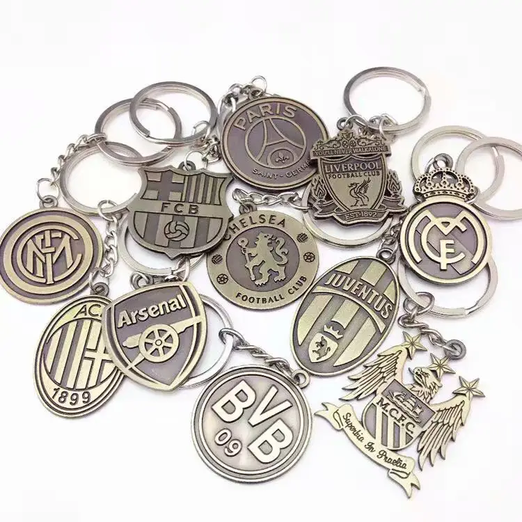 Football Club gantungan kunci logam hadiah memorial kepribadian gantungan kunci liontin grosir gantungan kunci sepak bola